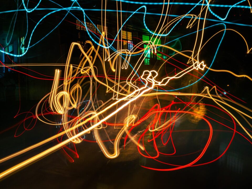 red and yellow light streaks