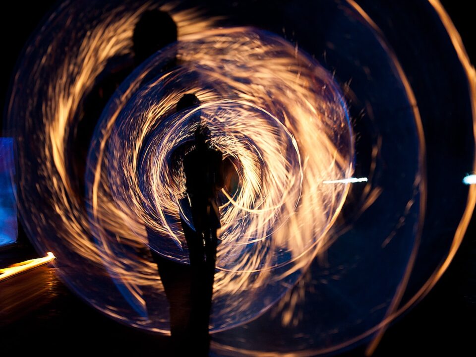 Silhouette of Person Holding Sparkler Digital Wallpaepr
