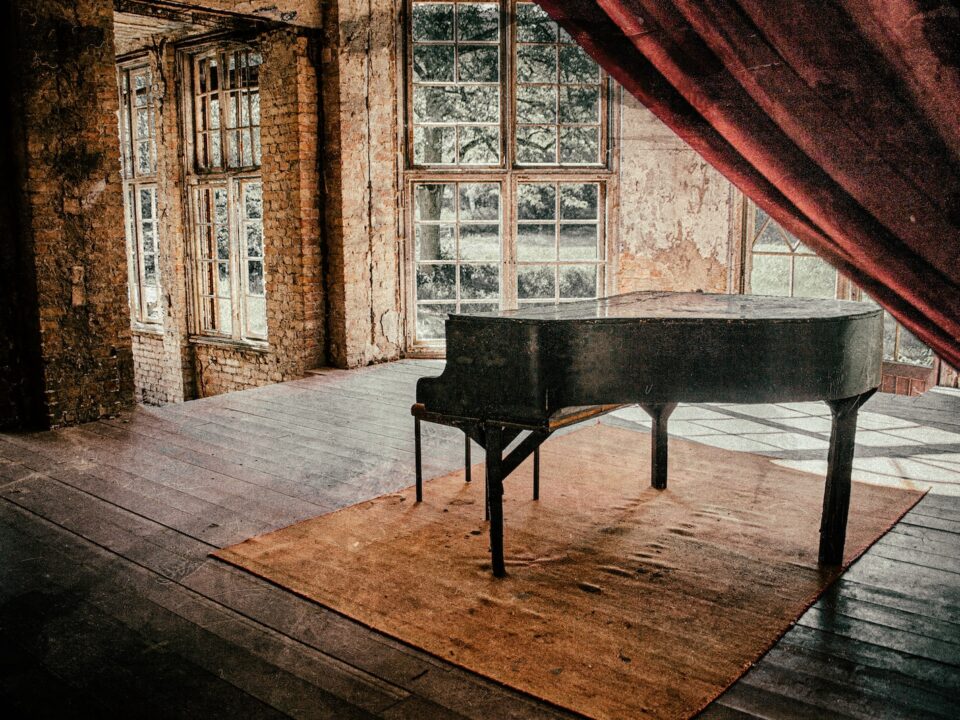 grand piano on stage