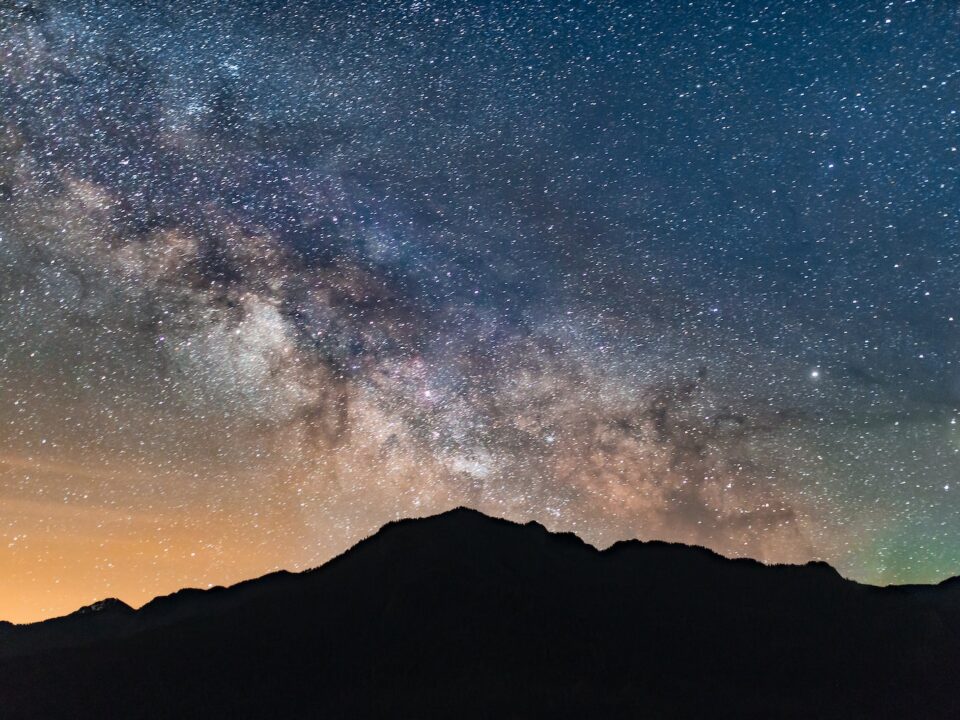 silhouette photo of mountain during nighttime