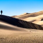 person walking on brown sand during daytime