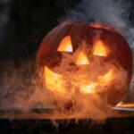 Jack-O'-Lantern with white smoke coming out