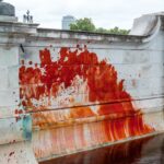 red and white concrete wall