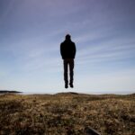 silhouette on floating man