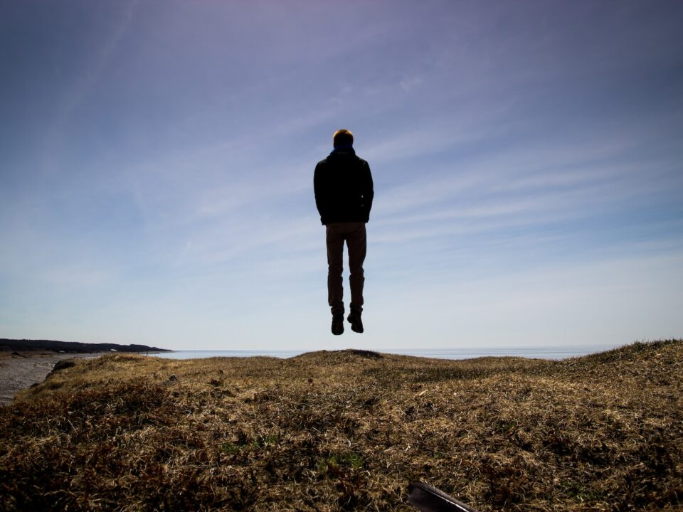 silhouette on floating man