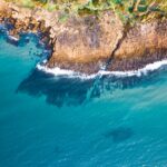 an aerial view of a body of water
