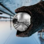 person holding clear ball