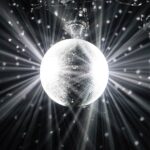 grayscale photography of disco ball