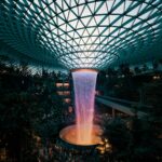 a large fountain in the middle of a building