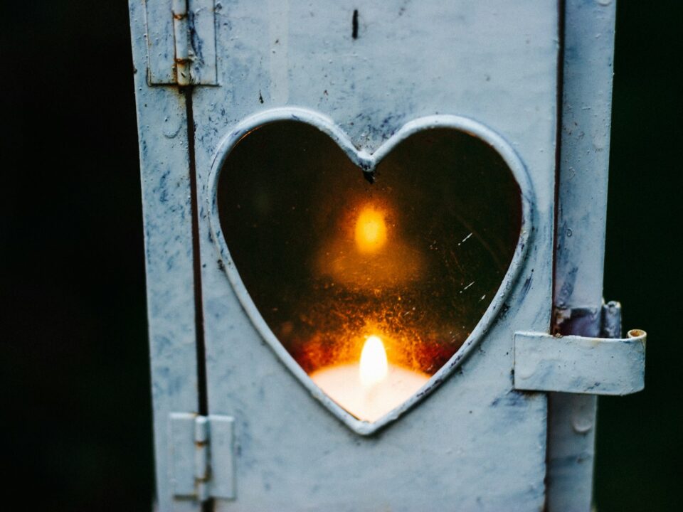 turned on candle lantern