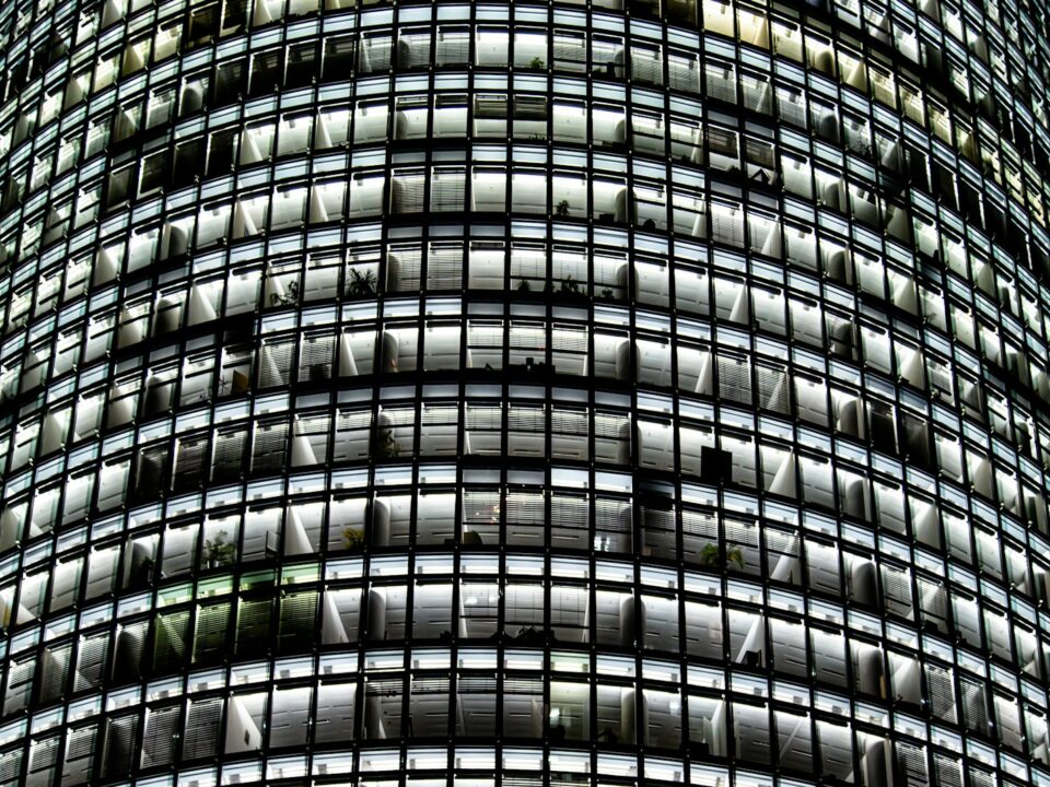 a very tall building with lots of windows