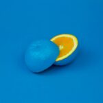 blue lemon sliced into two halves