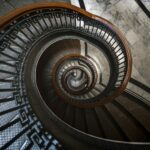 black and brown spiral staircase