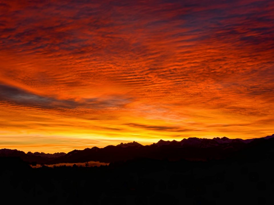 silhouette of mountains during golden hour